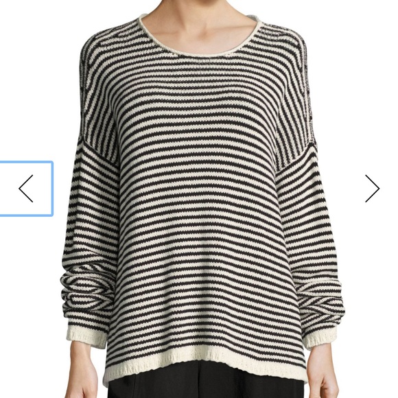 Eileen Fisher Black & Cream Striped Sweater - Picture 4 of 6